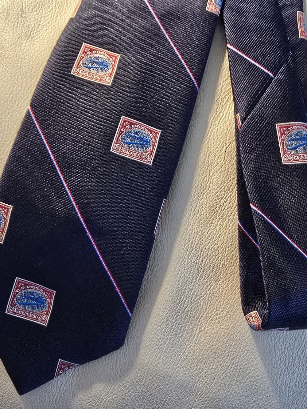 Smithsonian Institution Men's Blue 24 Cent Inverted Jenny Postage Stamp Necktie